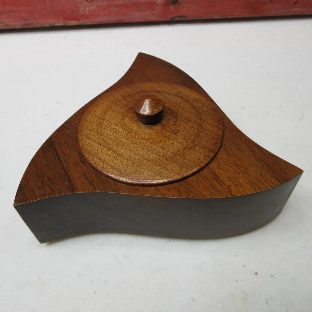 Mark J. Ostrom Handcrafted Modernist Wood Trinket Box with Lid Lindstrom MN
